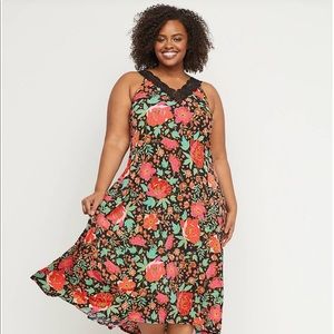 Lane Bryant Floral High Low Midi Dress NWT Size 12